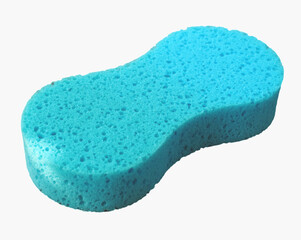 blue car wash sponge die cut on a white background