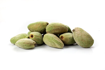  fresh organic almonds isolated on white background