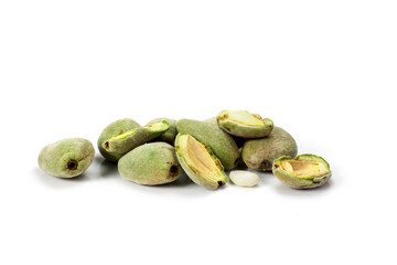  fresh organic almonds isolated on white background