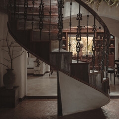 Vintage wooden spiral staircase architecture builds a design and makes the most of limited spaces...