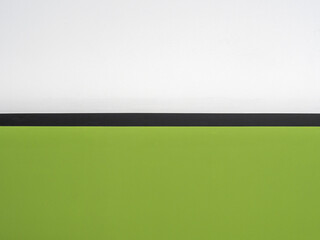 white and green wall background texture, center black line, abstract and copy space