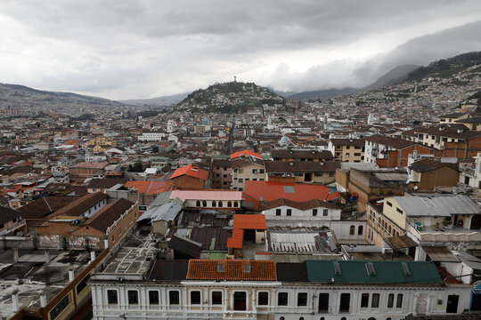 City of Quito seen from the Basilica of the National Vow (Baslica del Voto Nacional), Quito, Ecuador