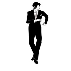 ダンスをするスーツの男性