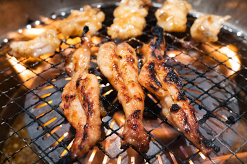 ロースターで焼くジューシーな鶏肉【せせり】