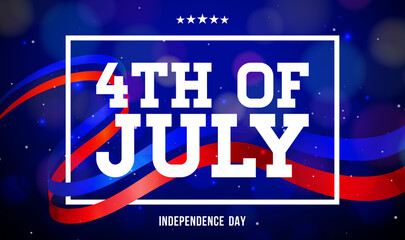 4th of July Independence Day of the USA Vector Illustration with Falling American Flag Pattern Star Shape Confetti and Typography Letter on Blue Background. Fourth of July National Celebration Design
