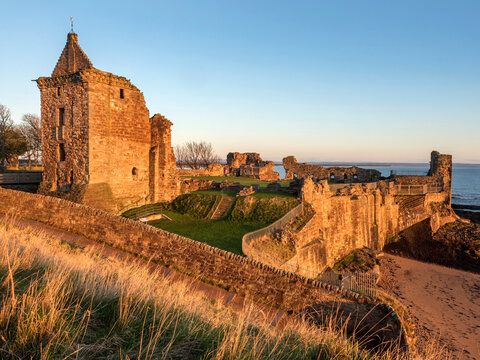 St. Andrews Castle at sunrise, St. Andrews, Fife, Scotland