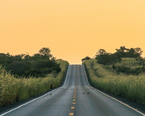 Estrada durante por do sol 