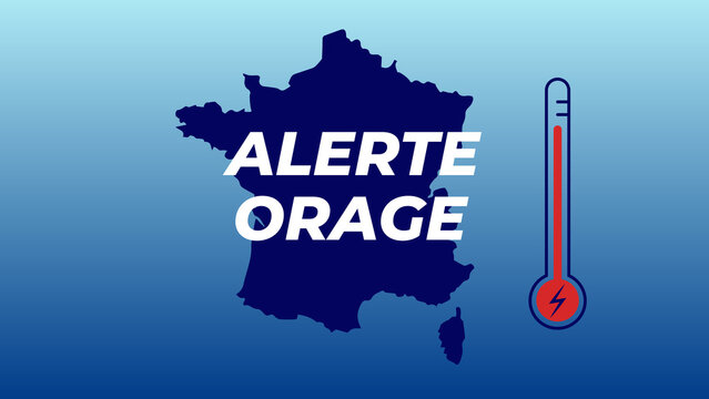 Alerte orage France. Illustration, bannière vectorielle vigilance orage et canicule.