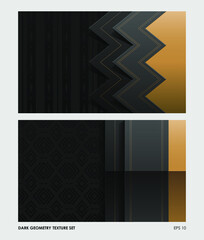 Set Black and Gold texture with Geometric shapes and Pattern, template for design, Vector