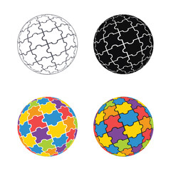 Set of 3D puzzle balls. Vector illustration.