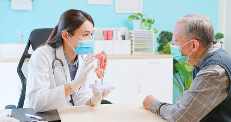 Fototapeta premium doctor explain stomach model