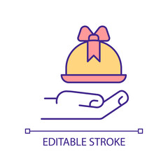 Chef prepared meal RGB color icon. Fancy dish. Fine dining experience. Expensive restaurant. Luxurious food. Isolated vector illustration. Simple filled line drawing. Editable stroke. Arial font used