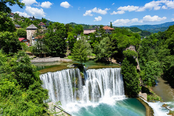 Jajce town in Bosnia and Herzegovina, famous for the beautiful waterfall on the Pliva river