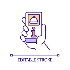 Interactive restaurant menu RGB color icon. Ordering food delivery online. Digitized version of menu. Isolated vector illustration. Simple filled line drawing. Editable stroke. Arial font used