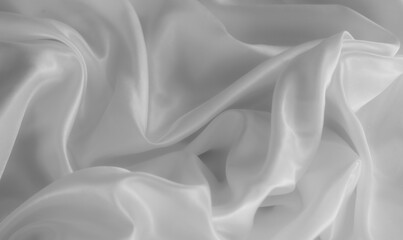 Obraz premium White cloth background abstract with soft waves, closeup texture of cloth