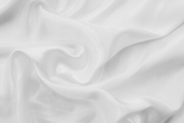 White cloth background abstract with soft waves, closeup texture of cloth