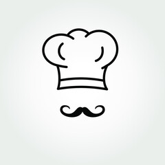 Chef hat and moustache  icon isolated on white background. Vector illustration