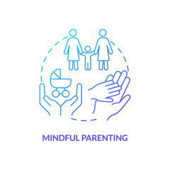 Mindful parenting blue gradient concept icon. Motivated decision. Benefit of same-sex parenting abstract idea thin line illustration. Isolated outline drawing. Myriad Pro-Bold fonts used