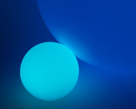 Glowing and illuminated spherical coloured orbs on a black background.