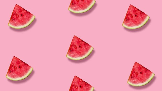 Watermelon Fruit Motion Design. Summer Animated Background. Fresh Animation Gif