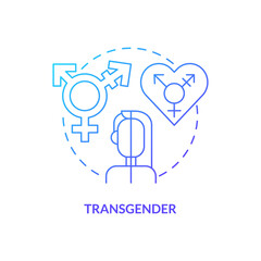 Obraz premium Transgender blue gradient concept icon. Gender identity differs from sex. LGBT community member abstract idea thin line illustration. Isolated outline drawing. Myriad Pro-Bold fonts used