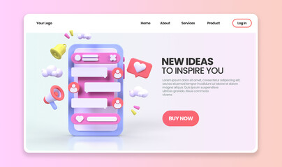 Web development for UI UX design concept illustration Landing page template business idea background