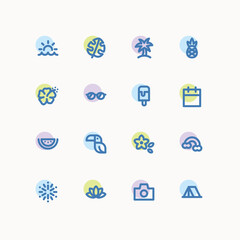 Summer icon set, icons for UI design.