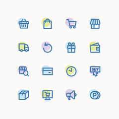 Shopping icon set, icons for UI design	
