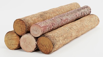 Realistic 3D Render of Tree Logs