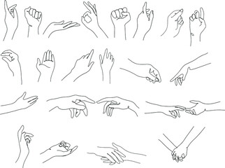 Big set hand  one line continuous , symbol of for spa,beauty,  logo,cosmetic,spa, 
graphic. vector  illustration