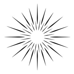 Sunburst vector black color line isolated on white background. 10 eps