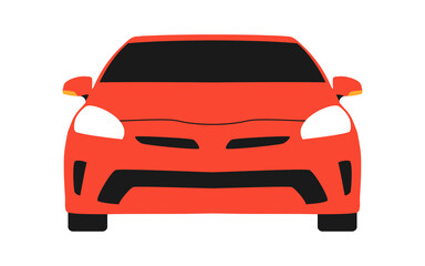 Naklejka na ściany i meble Car vector front view red color. Illustration 10 eps