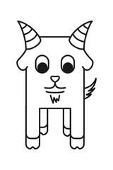 Fototapeta premium Line art black and white geometric stylized goat