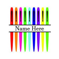 Bright Colors Flair Pen Split for Name Monogram vector illustration symbol or logo.