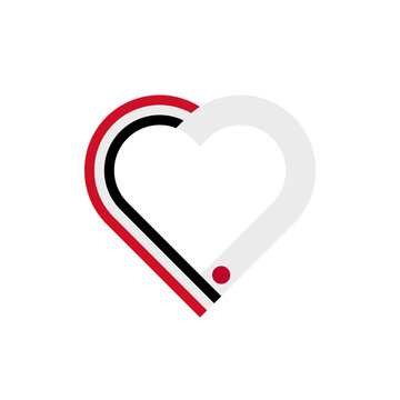 recommend clip art: unity concept. heart ribbon icon of yemen and japan flags. vector illustration isolated on white background