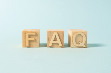 FAQ sign made by wooden letter