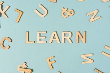 LEARN sign made by wooden letters