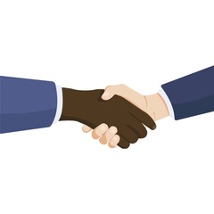 Business handshake of black and white hands in suit