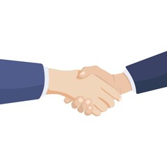 Business handshake of two white hands in suit