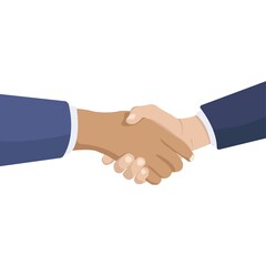 Business handshake of white hands in suit