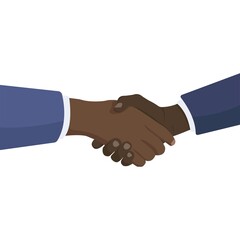 Business handshake of two black hands in suit