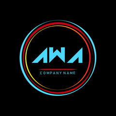 AWA ,A W A letter logo design with Circle, round shape, AWA alphabet logo design monogram ,
AWA vector logo template with red color, AWA logo simple, elegant, luxurious logo, - obrazy, fototapety, plakaty