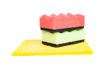 Napkin and washcloth for washing dishes on a white background