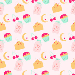 seamless pattern with cupcakes