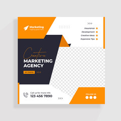 Modern creative business marketing banner for social media post template. Square Flyer Template with Editable web Banner