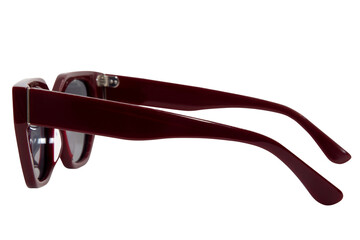 Sunglasses for female black shades with red frame side view