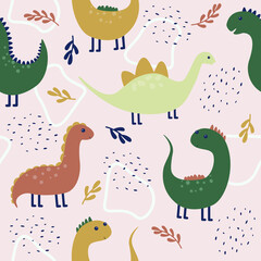 seamless pattern with dinosaurs