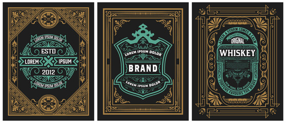 Set of 3 vintage labels for packing