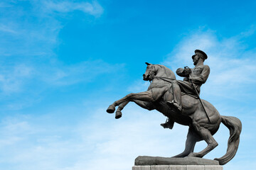 Ataturk statue in blue sky
