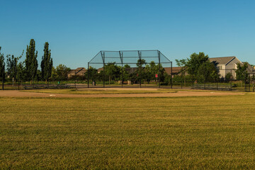 sunrise on a baseball diamond all ready for the days games